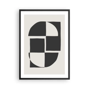 Poster in cornice nera - Composizione geometrica in bianco e nero - 50x70cm - Antitesi - sintesi - Decorazione murale moderna per soggiorno e camera da letto ARTTOR