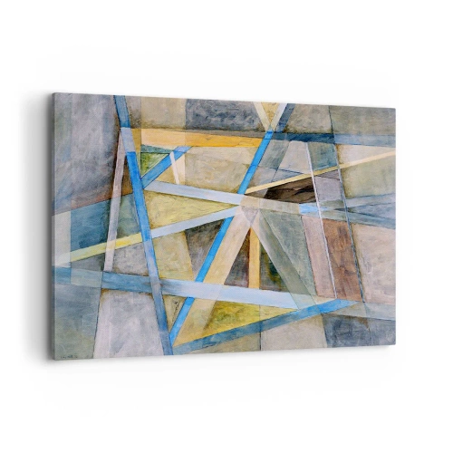 Quadro su tela - Stampe su Tela - Composizione geometrica con linee chiare e blu - 120x80cm - Dritto o obliquo? - Decorazione murale moderna per soggiorno e camera da letto ARTTOR