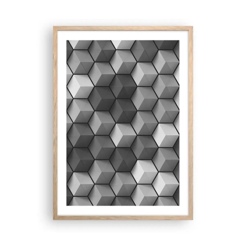 Poster in cornice rovere chiaro - Puzzle cubista - 50x70 cm