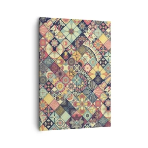 Quadro su tela - Stampe su Tela - Motivi geometrici colorati ispirati allo stile marocchino - 50x70cm - L'atmosfera del Marocco - Decorazione murale moderna per soggiorno e camera da letto ARTTOR