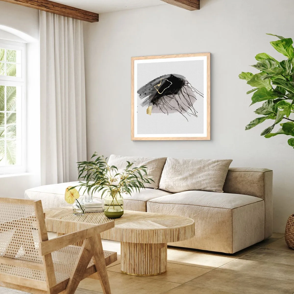 Poster in cornice rovere chiaro - In nero e in oro - 40x40 cm