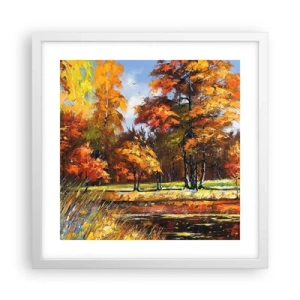 Poster in cornice bianca - Paesaggio in oro e marrone - 40x40 cm