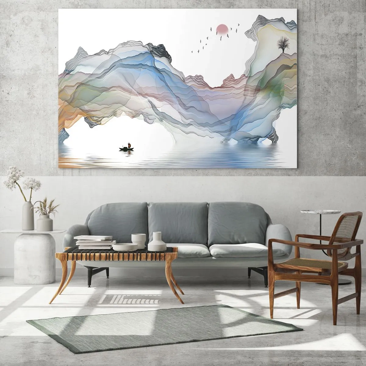 Quadro su vetro - Verso i monti di cristallo - 90x30 cm