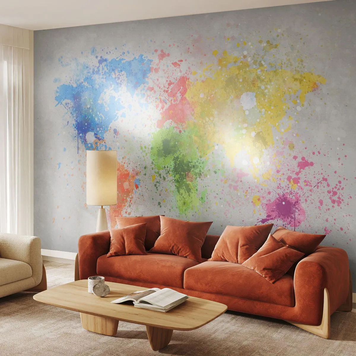 Fotomurale su misura Premium Canvas - Tutti i colori del mondo - Mappa del mondo, Continenti, Viaggi