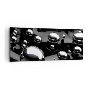 Quadro su tela - Stampe su Tela - Gocce astratte su una superficie nera - 120x50cm - Toni di nero - Decorazione murale moderna per soggiorno e camera da letto ARTTOR