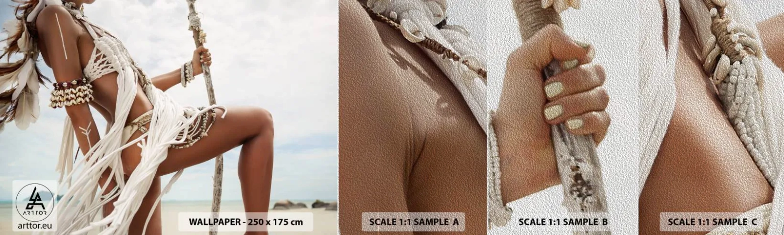 Campione di Fotomurale Premium Sand - La sacerdotessa del sole - Donna, Boho, Vintage ▾ - 100x30 cm