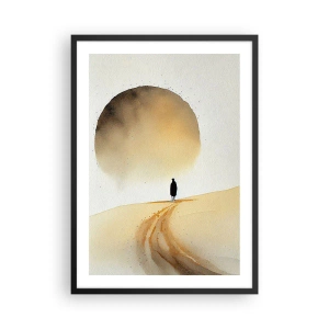 Poster in cornice nera - Silhouette di un viaggiatore su una strada deserta - 50x70cm - Ed è nostalgia - Decorazione murale moderna per soggiorno e camera da letto ARTTOR