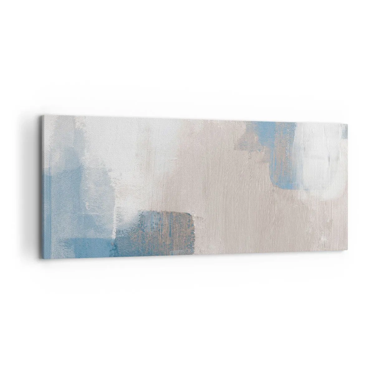 Quadro su tela - Stampe su Tela - Forme astratte nei toni del blu e del beige - 120x50cm - Astrazione rosa coperta dal blu - Decorazione murale moderna per soggiorno e camera da letto ARTTOR