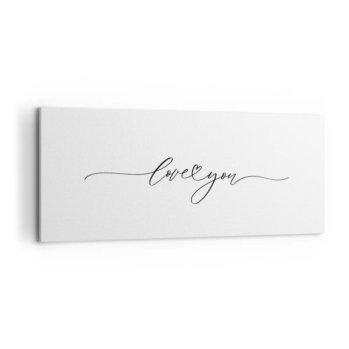 Quadro su tela - Stampe su Tela - La scritta "Ti amo" in un carattere elegante - 120x50cm - Bianco e nero - Decorazione murale moderna per soggiorno e camera da letto ARTTOR
