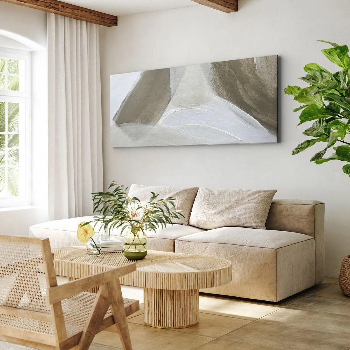 Quadro su tela - Stampe su Tela - Onda di bianco - 100x40 cm