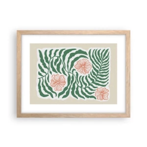 Poster in cornice rovere chiaro - Fioritura nel verde - 40x30 cm