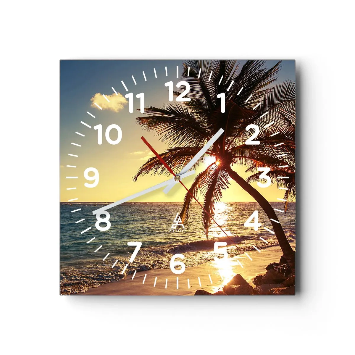 Orologio da parete - Orologio in Vetro - Estate sotto le palme - 40x40 cm