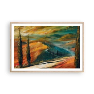 Poster in cornice rovere chiaro - Paesaggio toscano - 91x61 cm