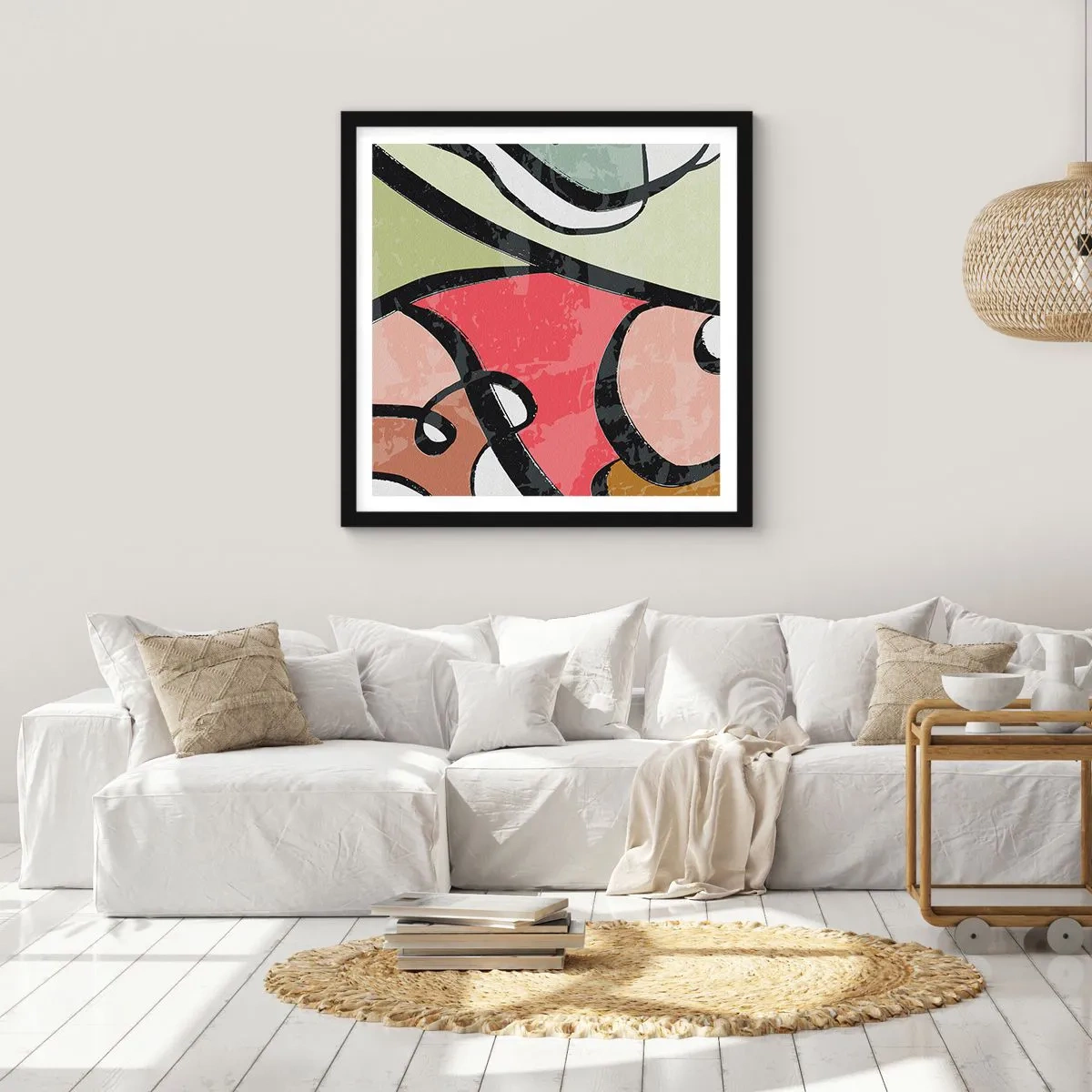 Poster in cornice nera - Piroette tra i colori - 50x50 cm