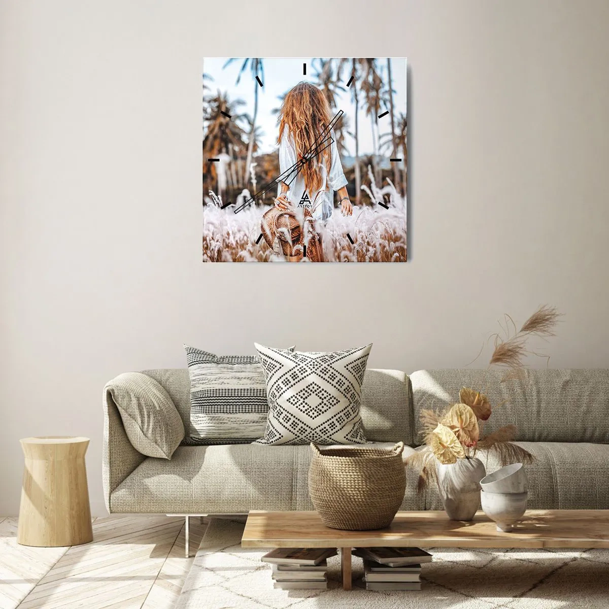 Orologio da parete - Orologio in Vetro - Nata dalla lanugine dell'erba - 40x40 cm