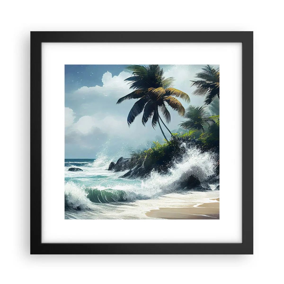 Poster in cornice nera - Sulla riva tropicale - 30x30 cm