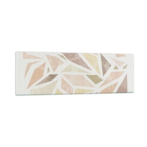 Quadro su vetro - Forme geometriche astratte in colori pastello - 160x50cm - Composizione da vetrata - Decorazione murale moderna per soggiorno e camera da letto ARTTOR