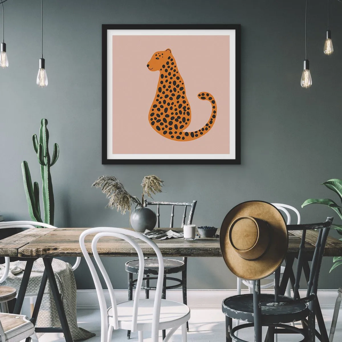 Poster in cornice nera - Il leopardo è un motivo di moda - 30x30 cm