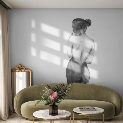 Fotomurali Premium Sand - Silhouette acquerello di una donna in stile monocromatico - 100x70cm - Accanto a lei il mondo scompare - Decorazione murale moderna per soggiorno e camera da letto ARTTOR