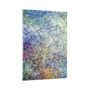 Quadro su vetro - Astrazione colorata con linee dinamiche - 50x70cm - Non è cosi semplice - Decorazione murale moderna per soggiorno e camera da letto ARTTOR