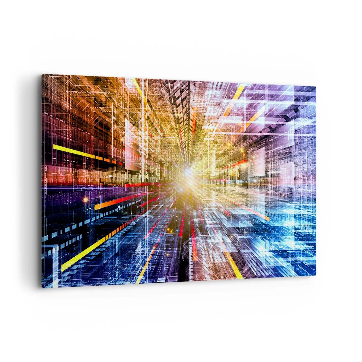 Quadro su tela - Stampe su Tela - Luci dinamiche in un corridoio futuristico - 100x70cm - Corridoio di luce - Decorazione murale moderna per soggiorno e camera da letto ARTTOR