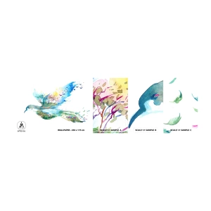 Campione Di Fotomurale Standard Eco - Sulle ali della natura - Astrazione, Uccello, Paesaggio estivo - 100x30 cm