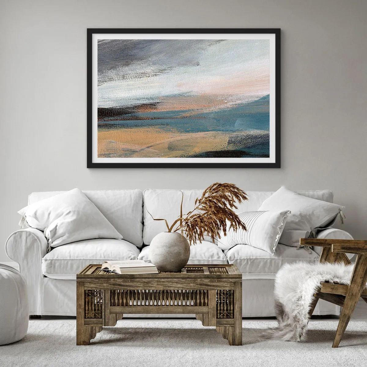 Poster in cornice nera - Astrazione: paesaggio del nord - 40x30 cm