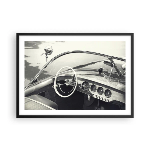 Poster in cornice nera - Interni di auto d'epoca in stile monocromatico - 70x50cm - Il ricco e il povero - Decorazione murale moderna per soggiorno e camera da letto ARTTOR