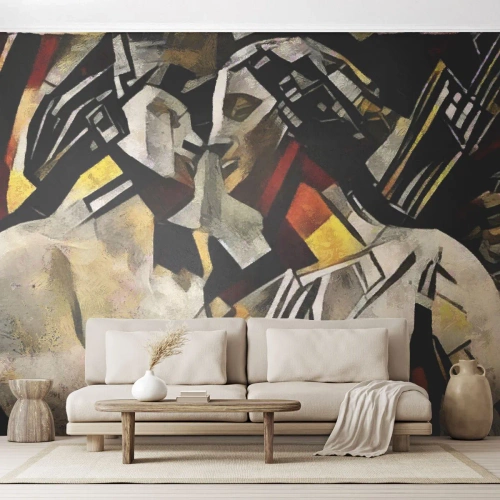 Fotomurali Premium Sand - Bacio di statue - Coppia innamorata, Cubismo, Bacio - 250x175 cm