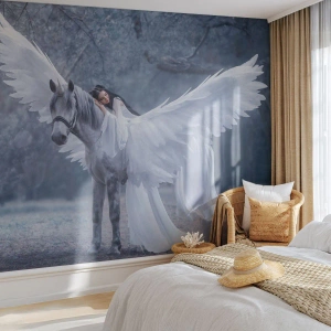 Fotomurali Premium Canvas - Momento ispirato - Astrazione, Cavallo, Donna - 150x105 cm