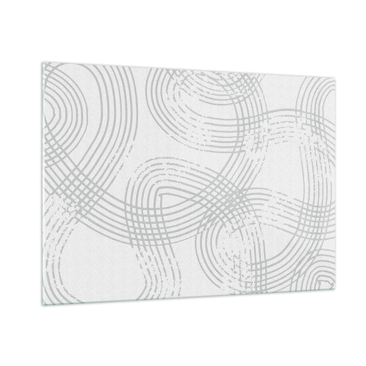 Quadro su vetro - Linee curve astratte in tonalità di grigio su bianco - 100x70cm - Non vi è una via diritta - Decorazione murale moderna per soggiorno e camera da letto ARTTOR