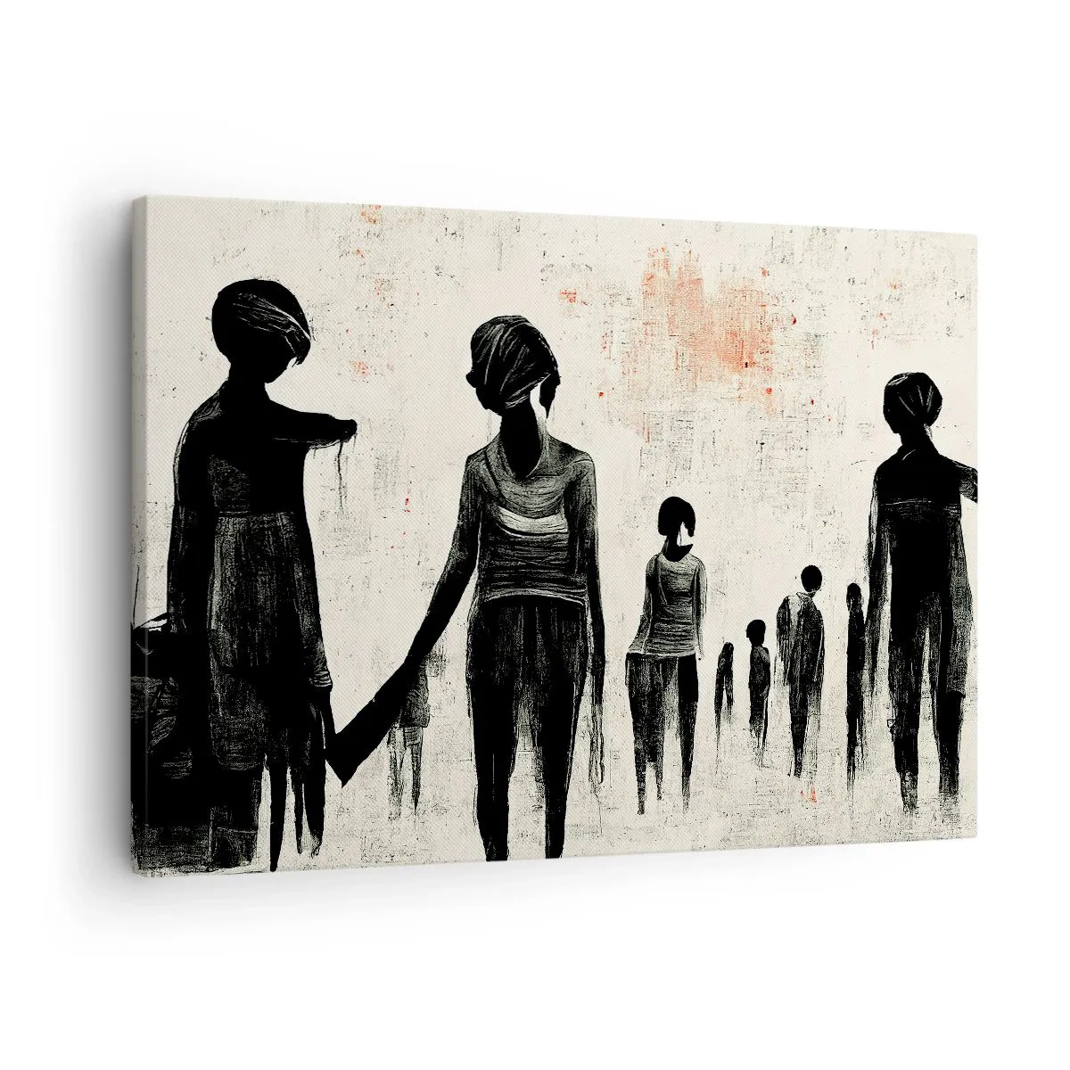 Quadro su tela - Stampe su Tela - Figure in una composizione monocromatica su uno sfondo chiaro - 70x50cm - Contro la solitudine - Decorazione murale moderna per soggiorno e camera da letto ARTTOR