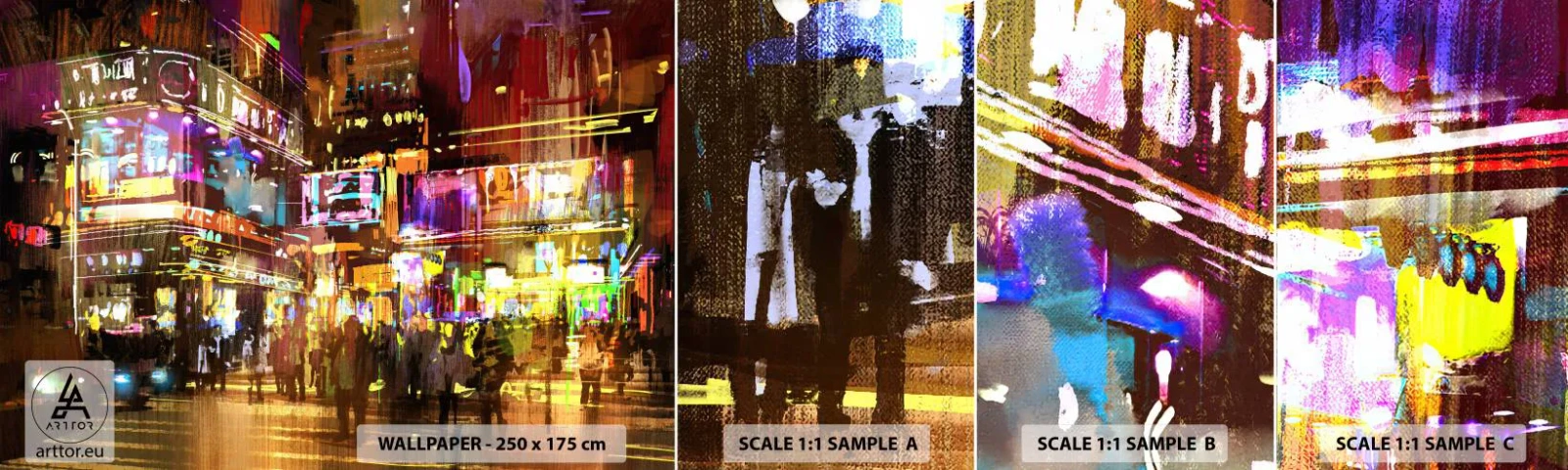 Campione di Fotomurale Adesivo Deluxe Sticker - Nel mare di luce - Città, Architettura, Vita notturna - 100x30 cm