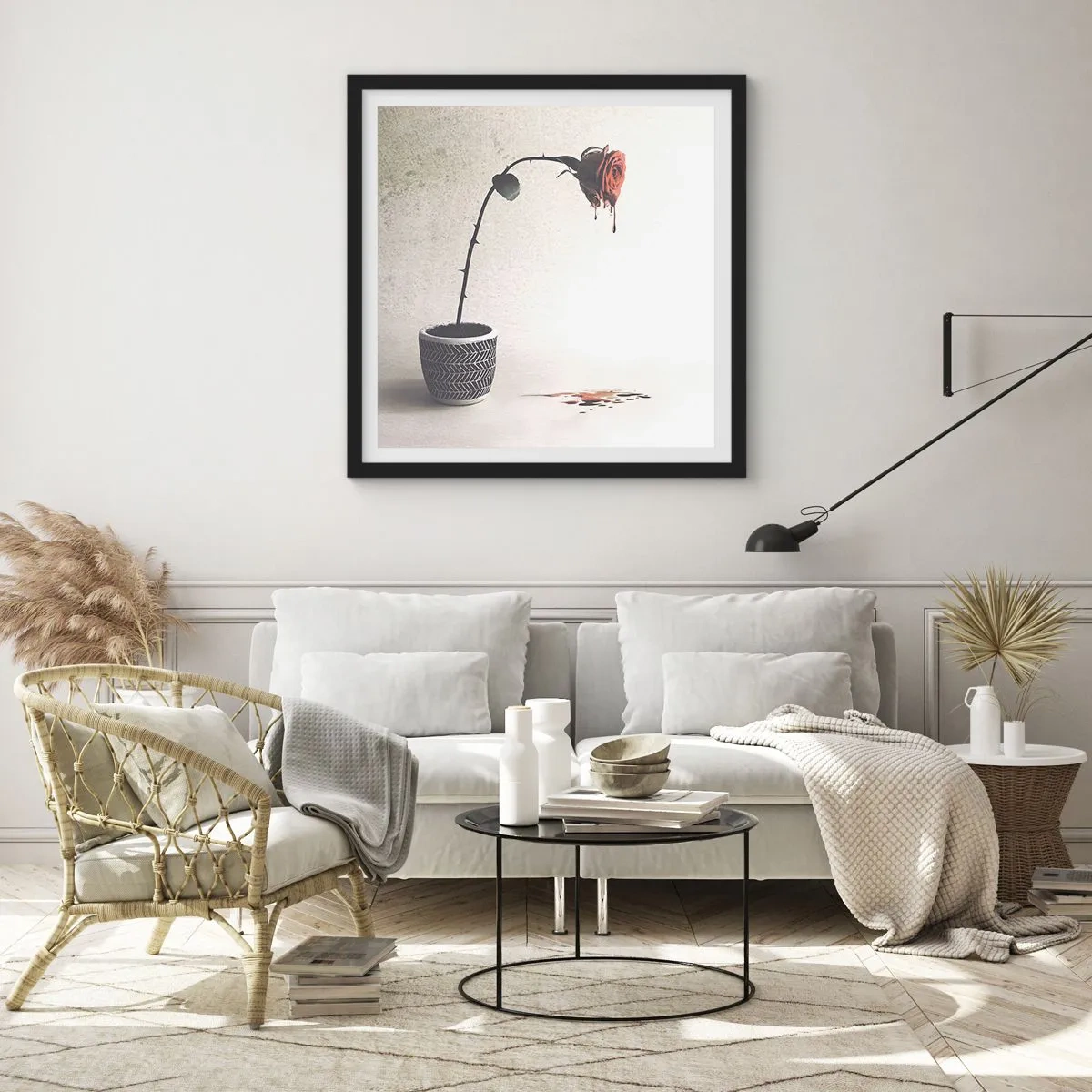 Poster in cornice nera - Rosa dolorosa - 60x60 cm