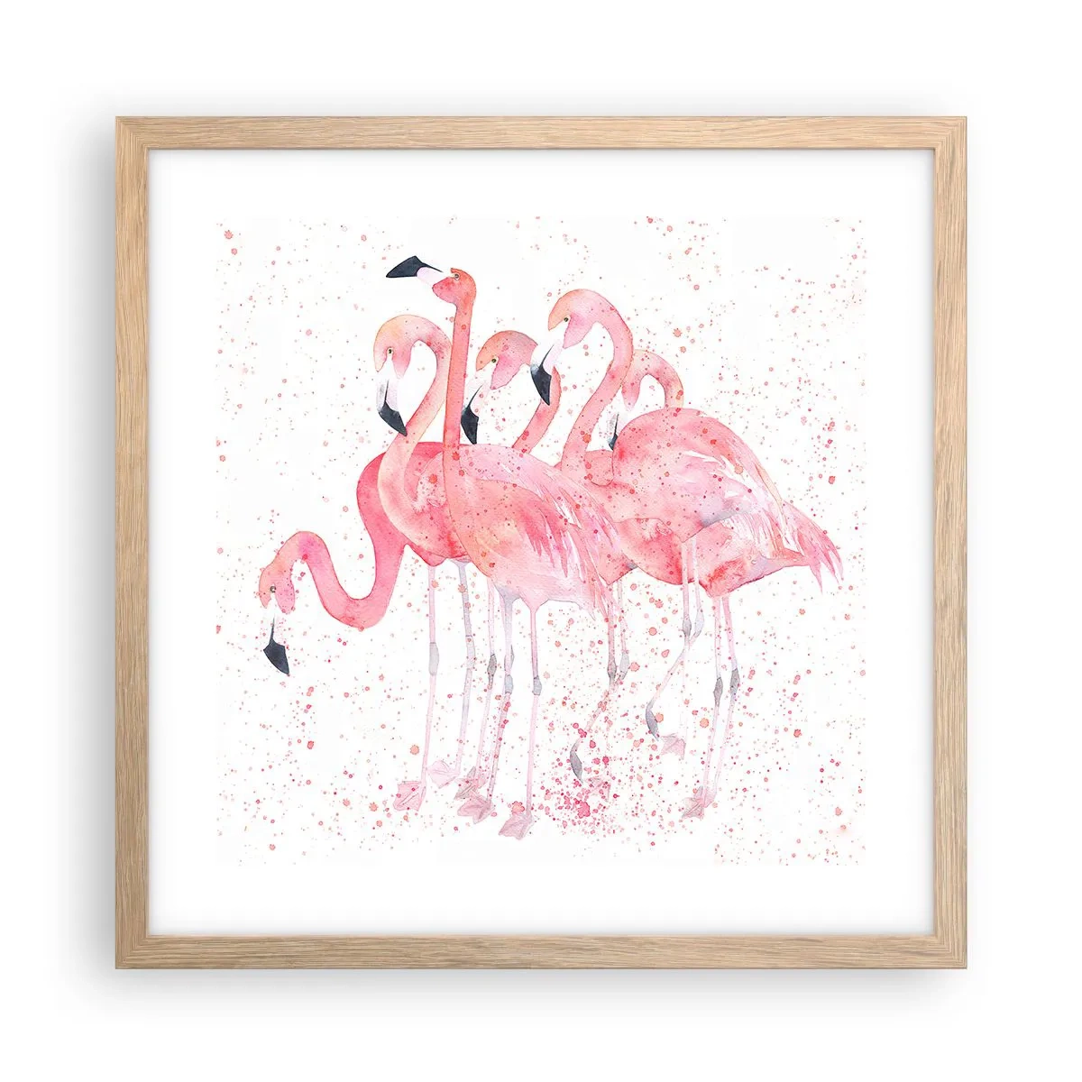 Poster in cornice rovere chiaro - Gruppo in rosa - 40x40 cm