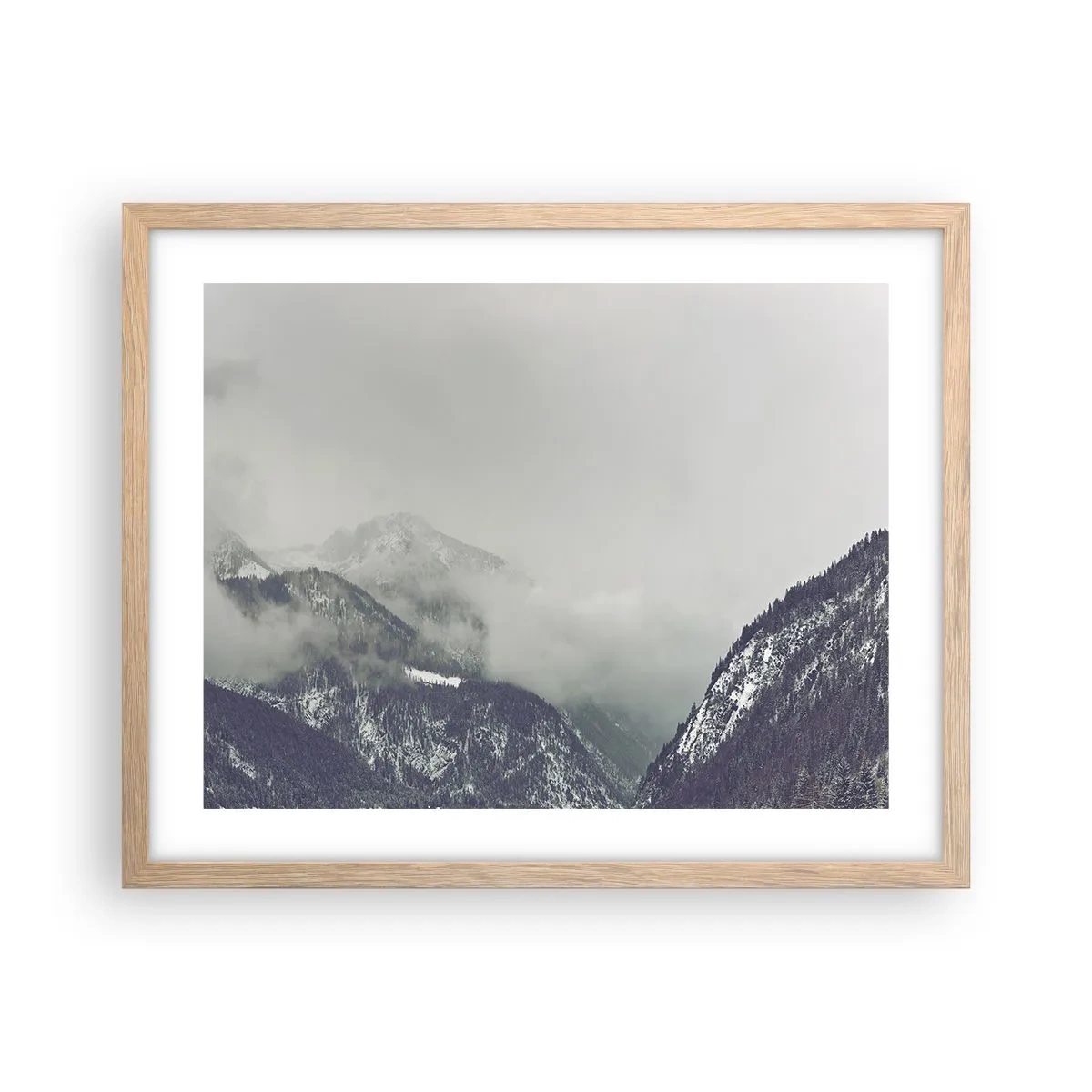 Poster in cornice rovere chiaro - La valle delle nebbie - 50x40 cm