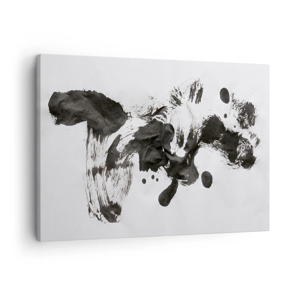 Quadro su tela - Stampe su Tela - Composizione astratta di macchie nere su sfondo bianco - 70x50cm - C'è un senso nella follia? - Decorazione murale moderna per soggiorno e camera da letto ARTTOR
