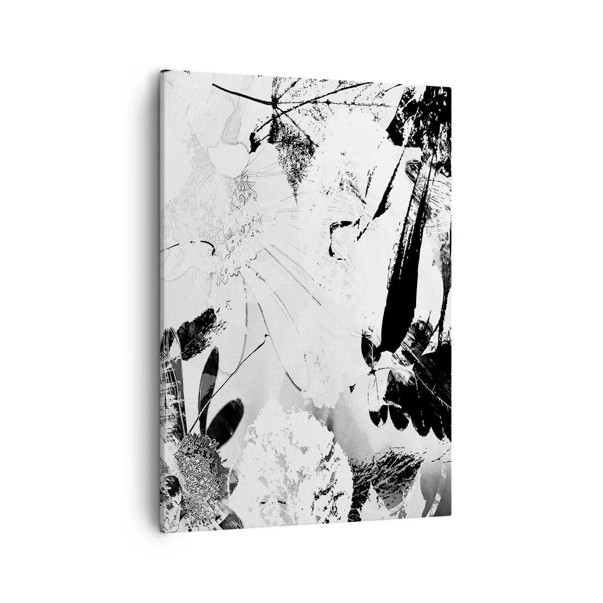 Quadro su tela - Stampe su Tela - Fiori astratti in bianco e nero in stile minimalista - 50x70cm - Autunno in negativo - Decorazione murale moderna per soggiorno e camera da letto ARTTOR