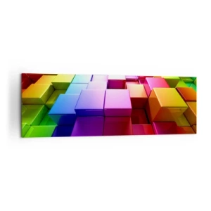 Quadro su tela - Stampe su Tela - Cubi geometrici 3D colorati - 160x50cm - Op Art insieme in squadra - Decorazione murale moderna per soggiorno e camera da letto ARTTOR