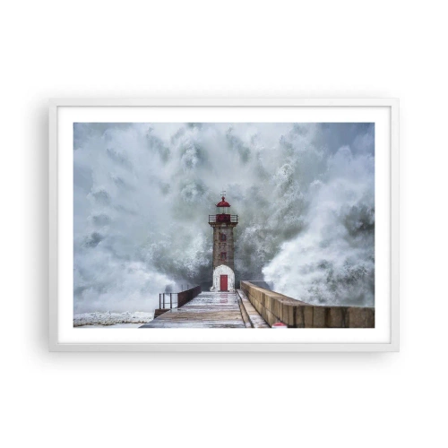 Poster in cornice bianca - Fragore delle acque, rumore di tempesta - 70x50 cm