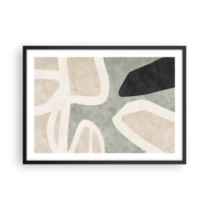Poster in cornice nera - Forme astratte in colori tenui - 70x50cm - Composizione con motivi in nero - Decorazione murale moderna per soggiorno e camera da letto ARTTOR