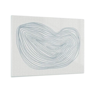 Quadro su vetro - Delicate linee blu creano una forma organica e fluida - 70x50cm - Il sorriso di una goccia - Decorazione murale moderna per soggiorno e camera da letto ARTTOR