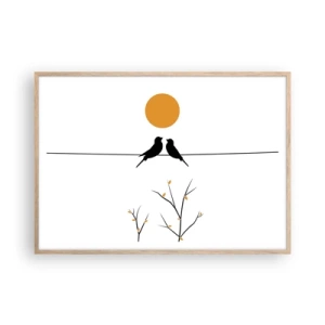 Poster in cornice rovere chiaro - Sera da usignoli - 100x70 cm