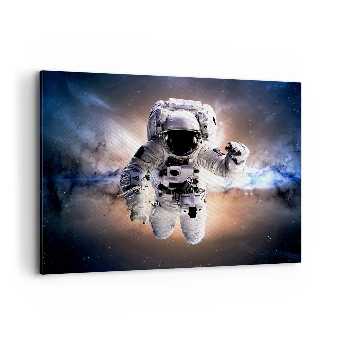 Quadro su tela - Stampe su Tela - Astronauta nello spazio - 100x70cm - Saluti dal cosmo - Decorazione murale moderna per soggiorno e camera da letto ARTTOR