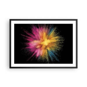 Poster in cornice nera - Esplosione di polvere colorata su sfondo nero - 70x50cm - La nascita dei colori - Decorazione murale moderna per soggiorno e camera da letto ARTTOR