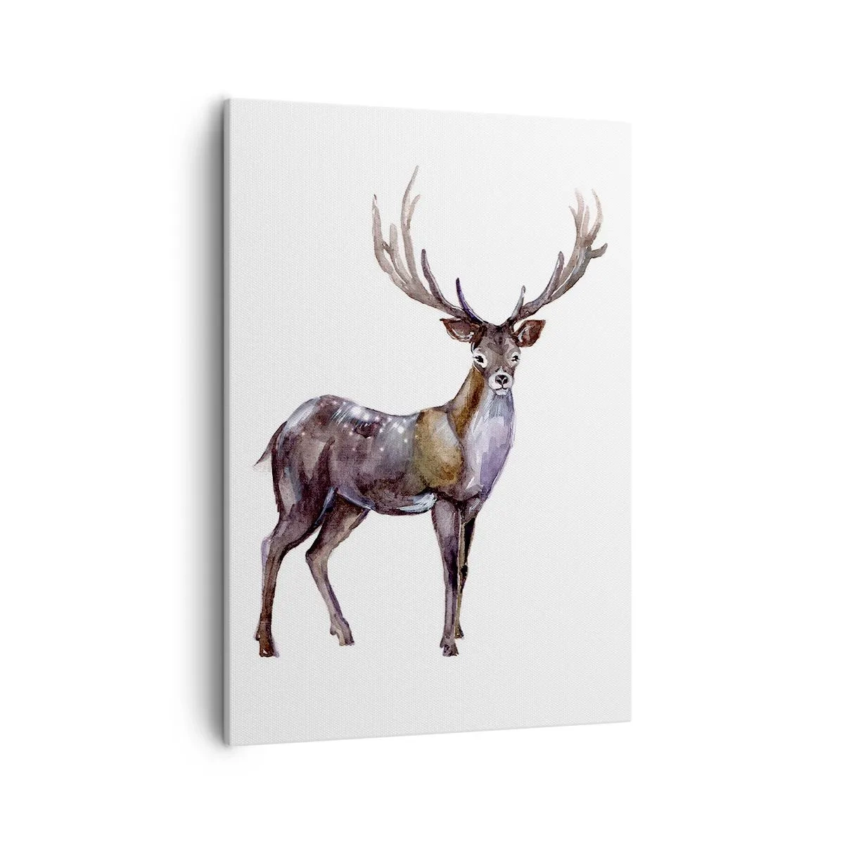 Quadro su tela - Stampe su Tela - Illustrazione ad acquerello di un cervo con maestose corna - 50x70cm - Il re della foresta del nord - Decorazione murale moderna per soggiorno e camera da letto ARTTOR