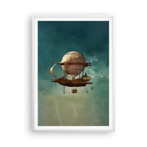 Poster in cornice bianca - Saluti da Jules Verne - 70x100 cm