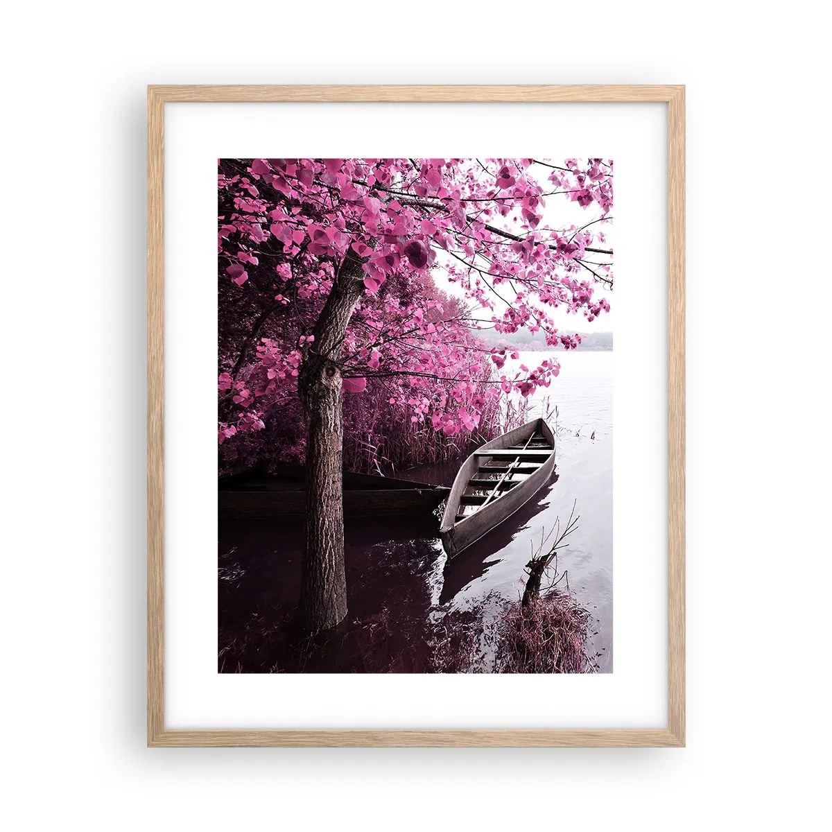 Poster in cornice rovere chiaro - Nel silenzio rosa - 40x50 cm