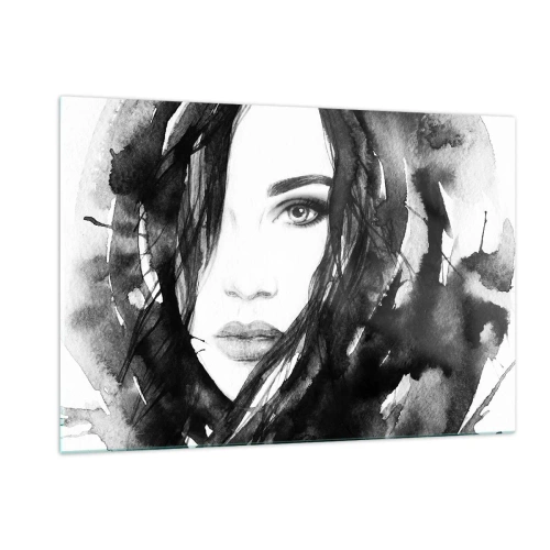 Quadro su vetro - Ritratti femminili in bianco e nero ad acquerello - 120x80cm - Ritratto di donna in bianco e nero - Decorazione murale moderna per soggiorno e camera da letto ARTTOR