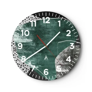 Orologio da parete - Orologio in Vetro - Astrazione colorata con petalo d'oro - 40x40 cm